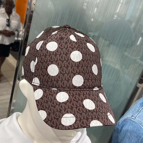 Michael Kors Accessories - Michael Kors Women's Baseball Cap Hat Adjustable OS Chocolate BROWN DOTS NWT